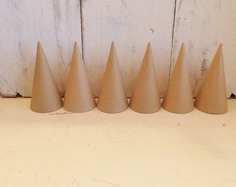 6 Paper Mache Cones: 4 inches Tall ~ For SMALL Projects ~ DIY Holiday Crafts, Ornaments, Great for all Season Craft Projects