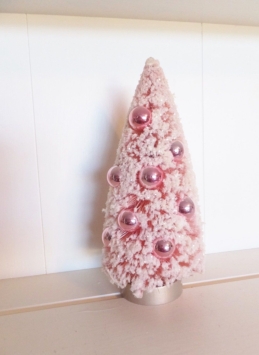8 Inch PINK Flocked Tree Christmas / Valentine / Easter Etsy