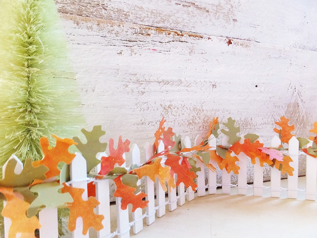 Miniature Fall Picket Fence With Leaf Garland: Autumn Tier Tray Decor ...