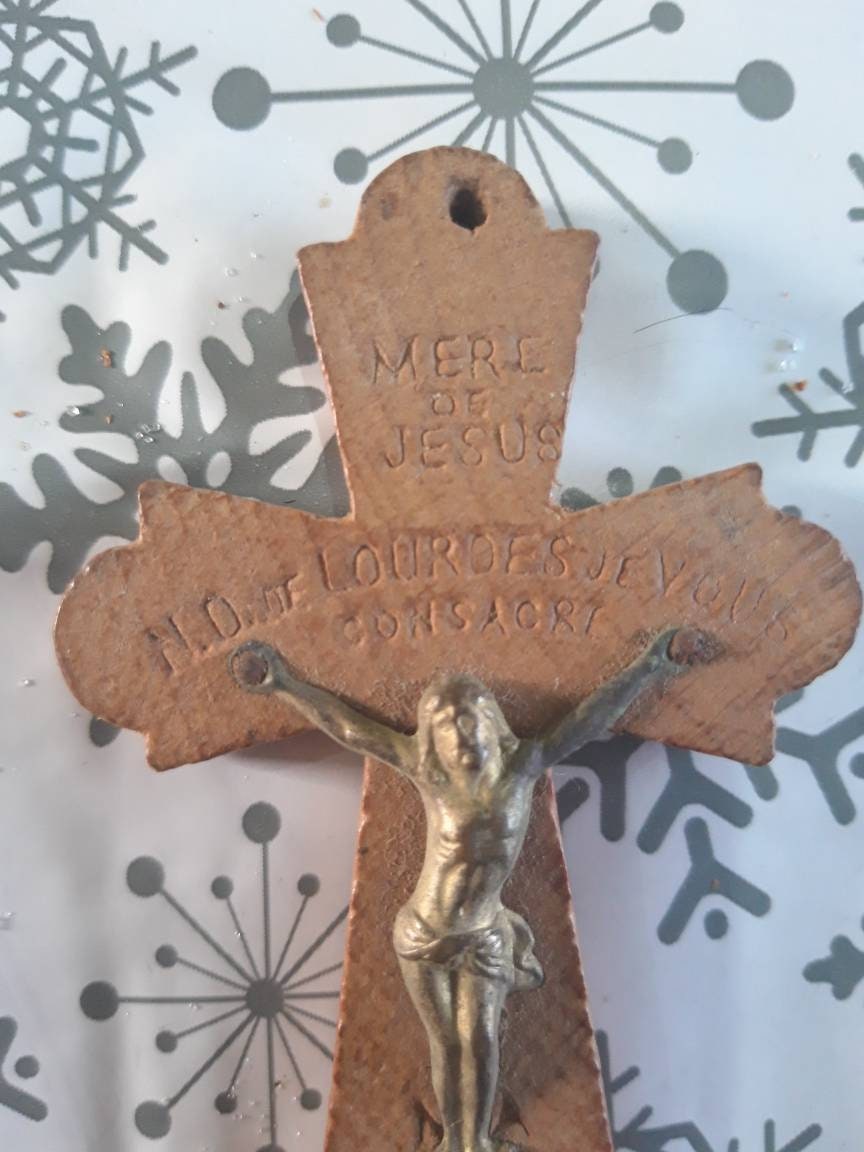 Croisade Français Pendentif Crucifix Sculpté Croix avec Jésus