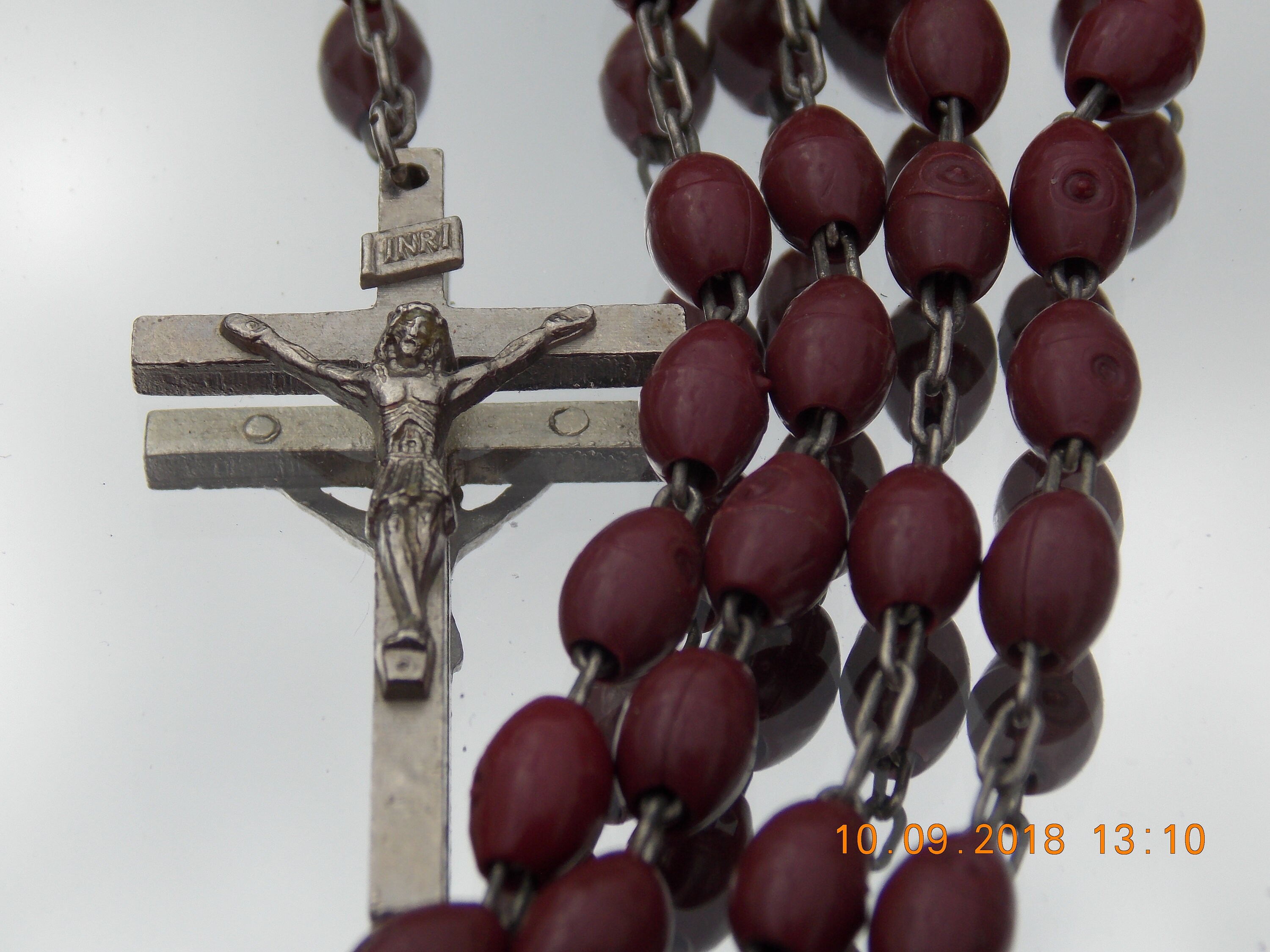 Vintage Français Rosary Beads Collier Crucifix Croix Chaîne Religieuse Jésus Bijoux Croix