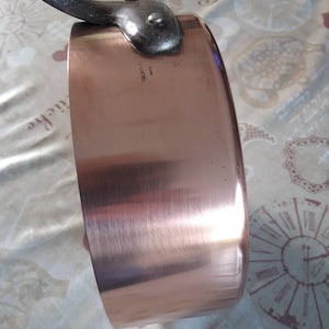 Antique French copper saute frying pan named