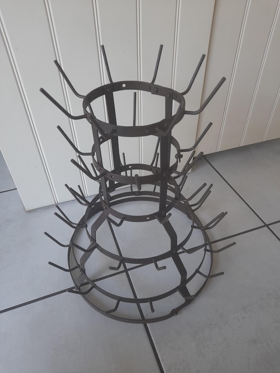 Antiker französischer Flaschentrockner aus Metall