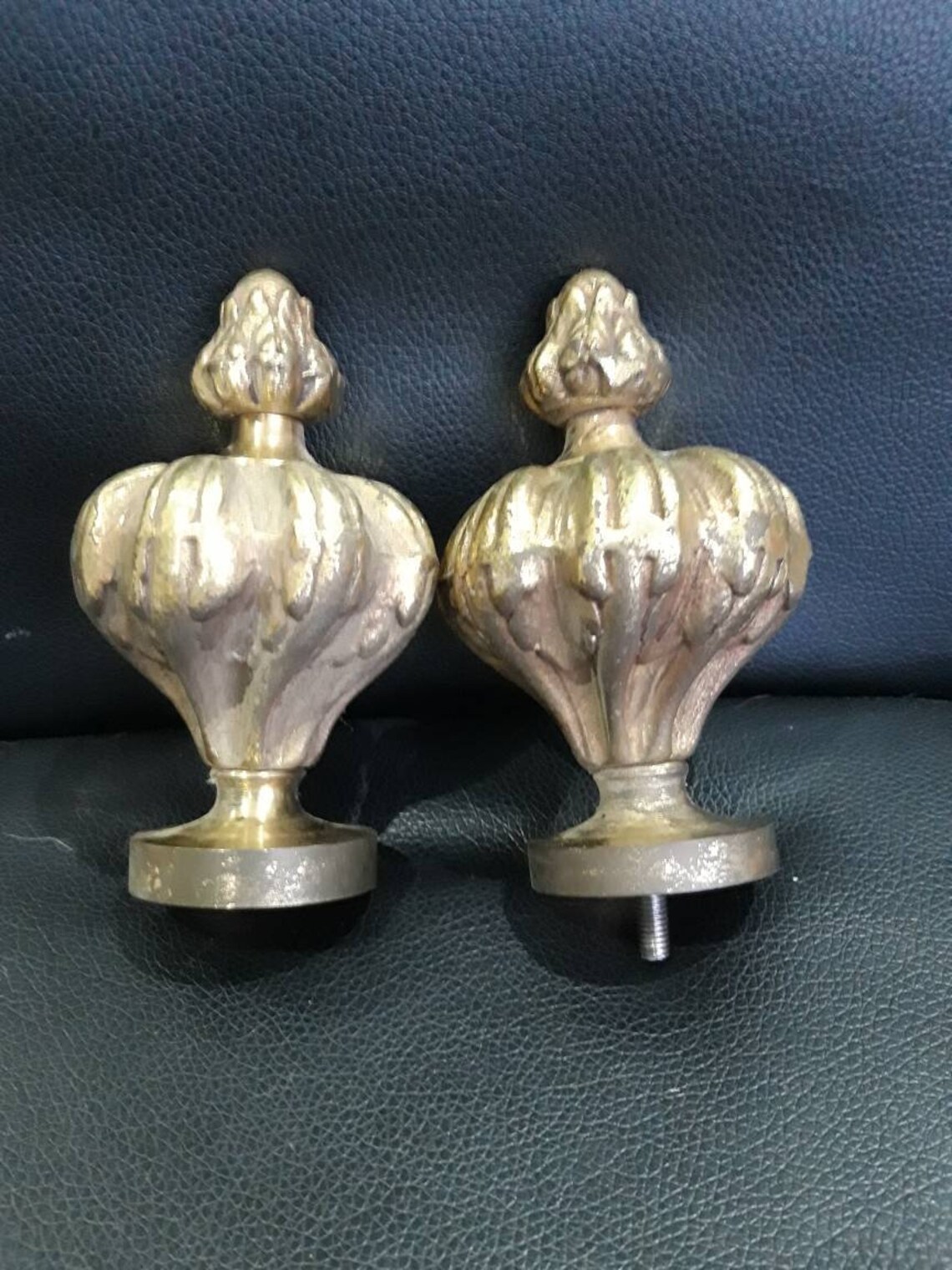 Antique French Brass Knobs Curtain Pole Ends Ties or Hooks Etsy