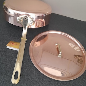 Havard if Villedieu large French copper saute frying pan with lid.