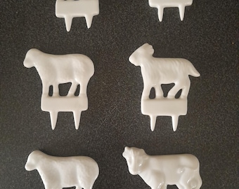 Ceramic set of 6 cheese markers cow goat and sheep
