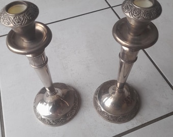 Pair of silver plated candle holders sticks