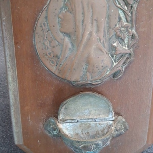 Antique French virgin Mary holy water font