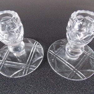 Pair of cut lead crystal candle holders sticks