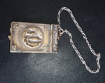 Rare antique French Lourdes secret note book encased in silver type metal cover