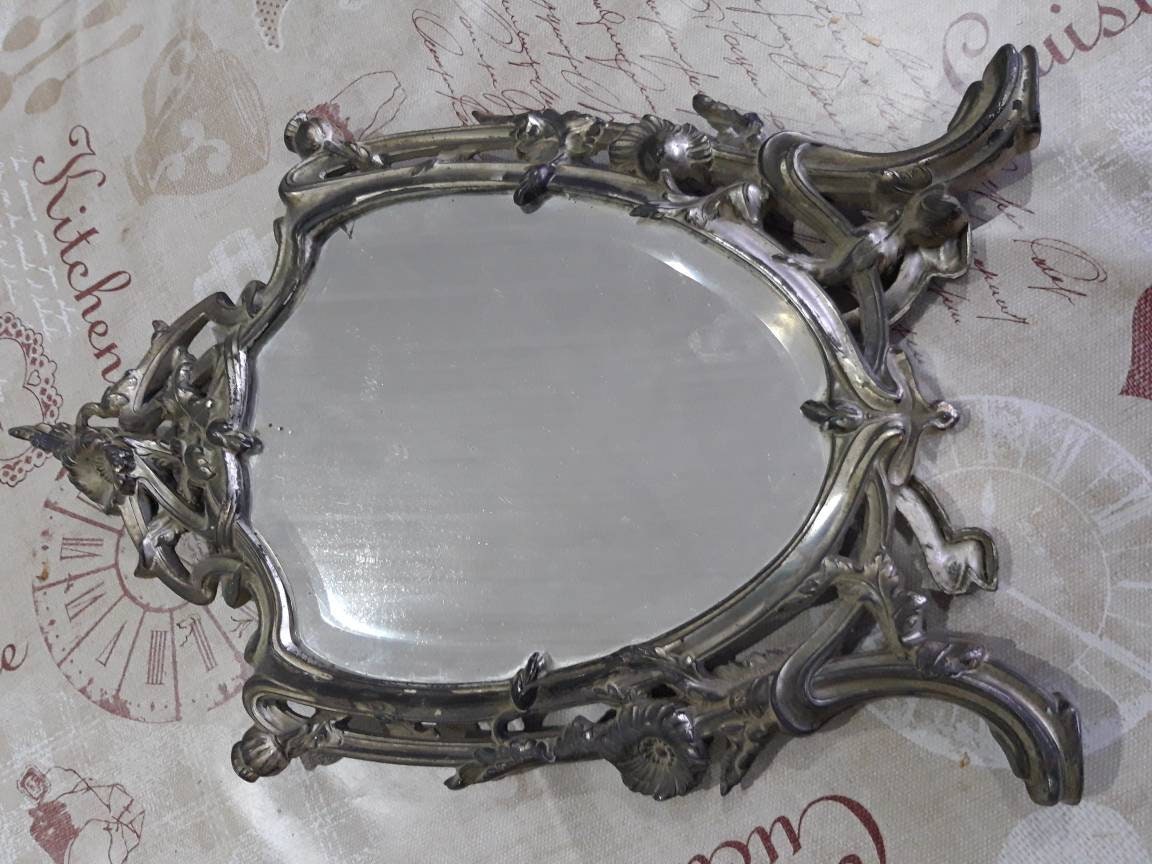 Miroir de Table en Métal Français Orné