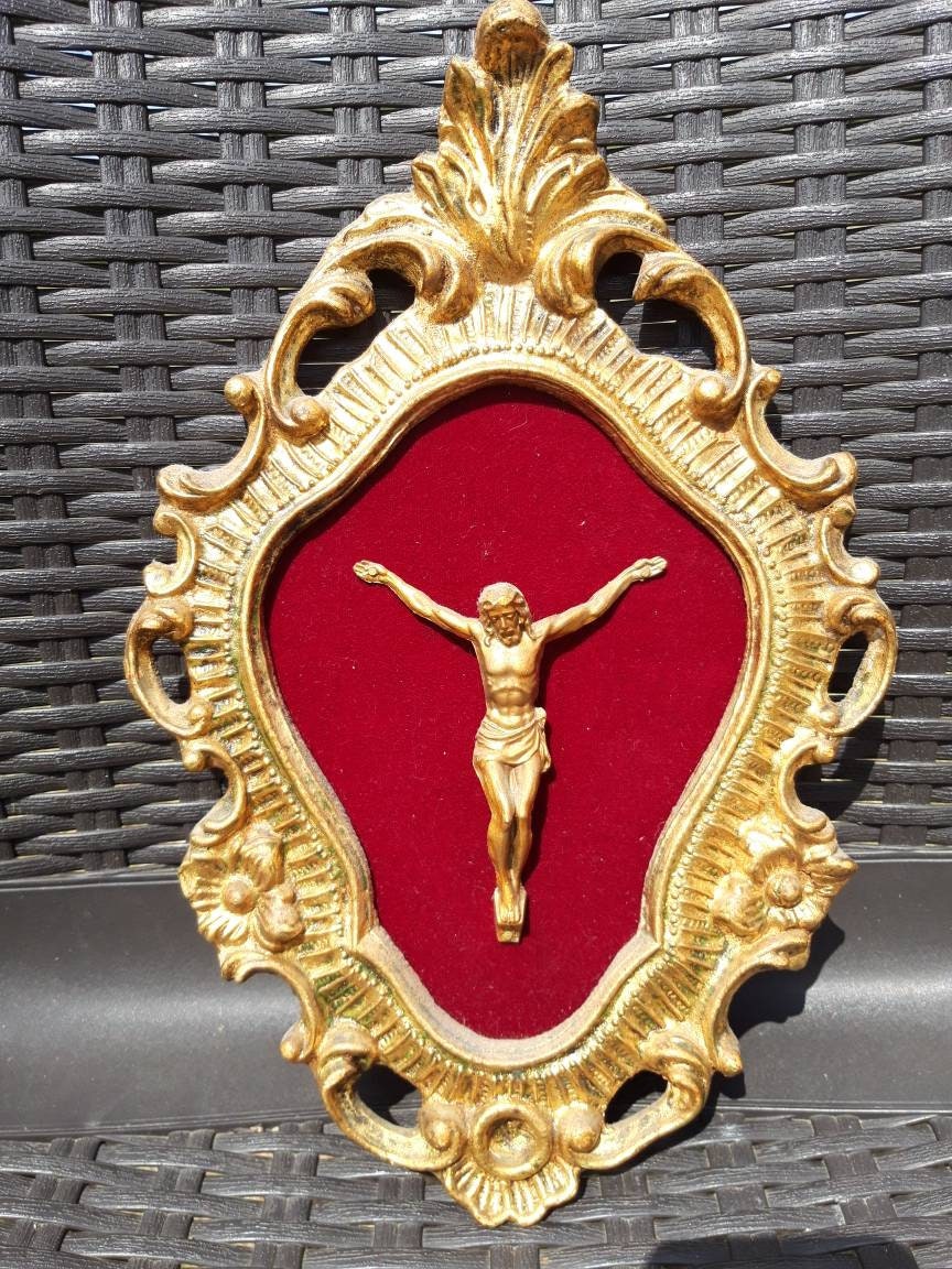 Vintage Français Jésus sur La Croix de Crucifix