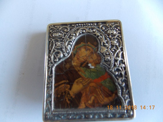Vintage French silver Icon Jesus picture 950 silver frame