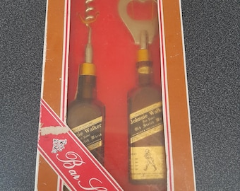 Vintage Johnnie Walker bottle opener set