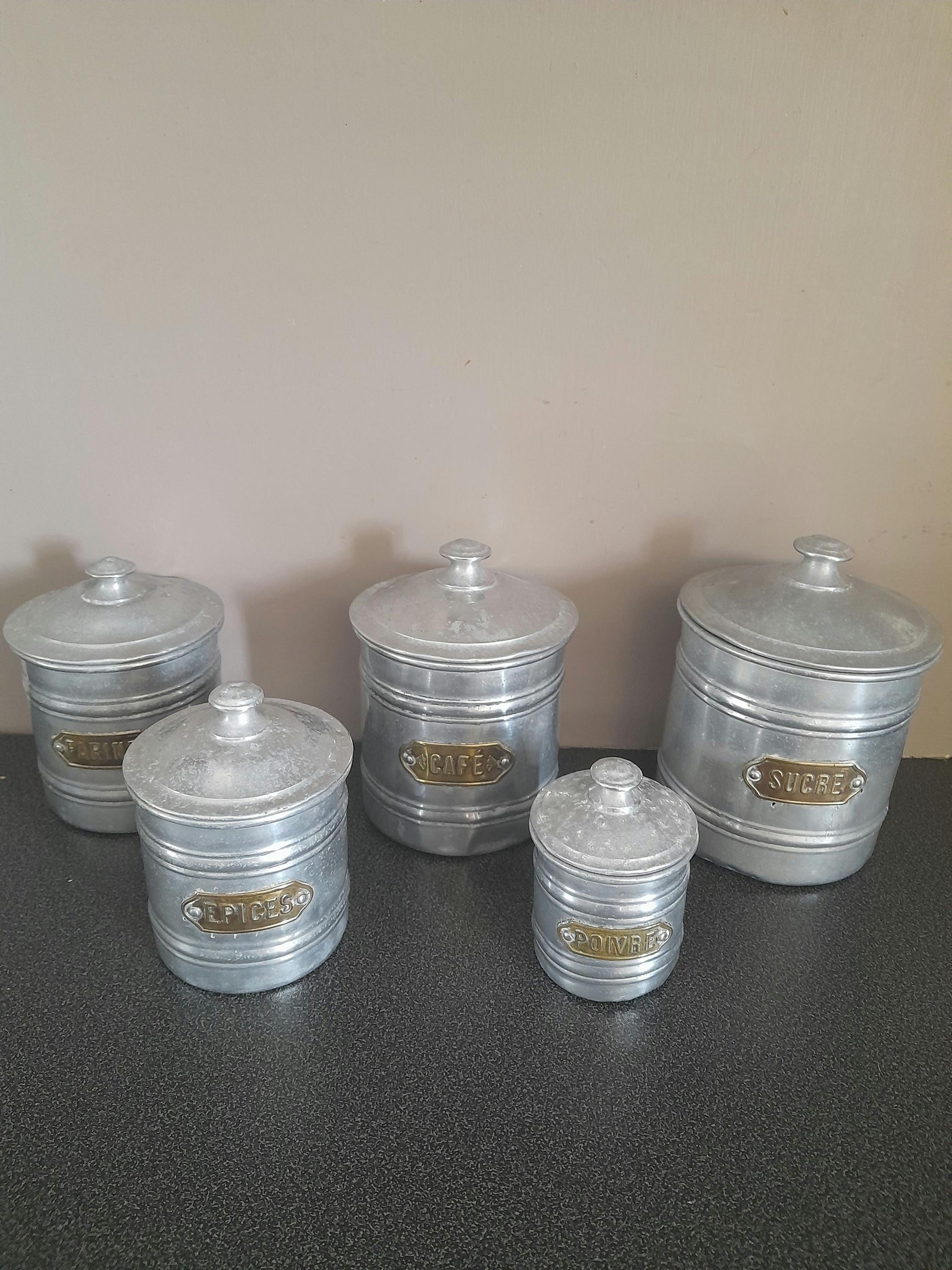 1950年代アルミキャニスター ＋ 真鍮ツマミ　フランスヴィンテージ 1950年代アルミキャニスター ＋ 真鍮ツマミ フランスヴィンテージ