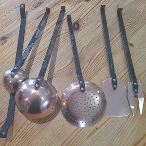 Vintage copper and stainless Steel French  serving utensils
