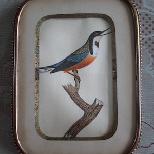 French framed antique silk print