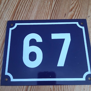 French enamel metal house number 67
