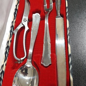 Vintage French meat carving and serving set of utensils