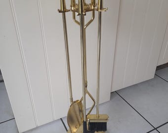 Juego de atizador de latón grande para chimenea