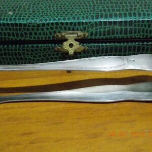 Vintage French boxed Silver sugar tongs