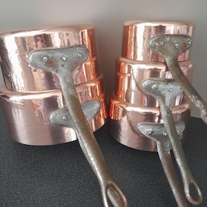 Vintage French copper pans heavy 2mm professional set