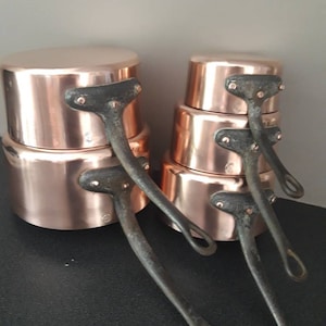 Villedieu copper pan set heavy professional set