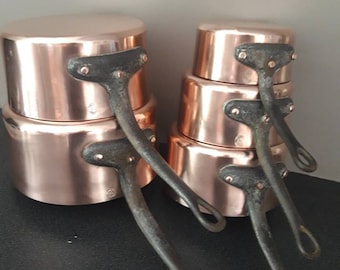 Villedieu copper pan set heavy professional set