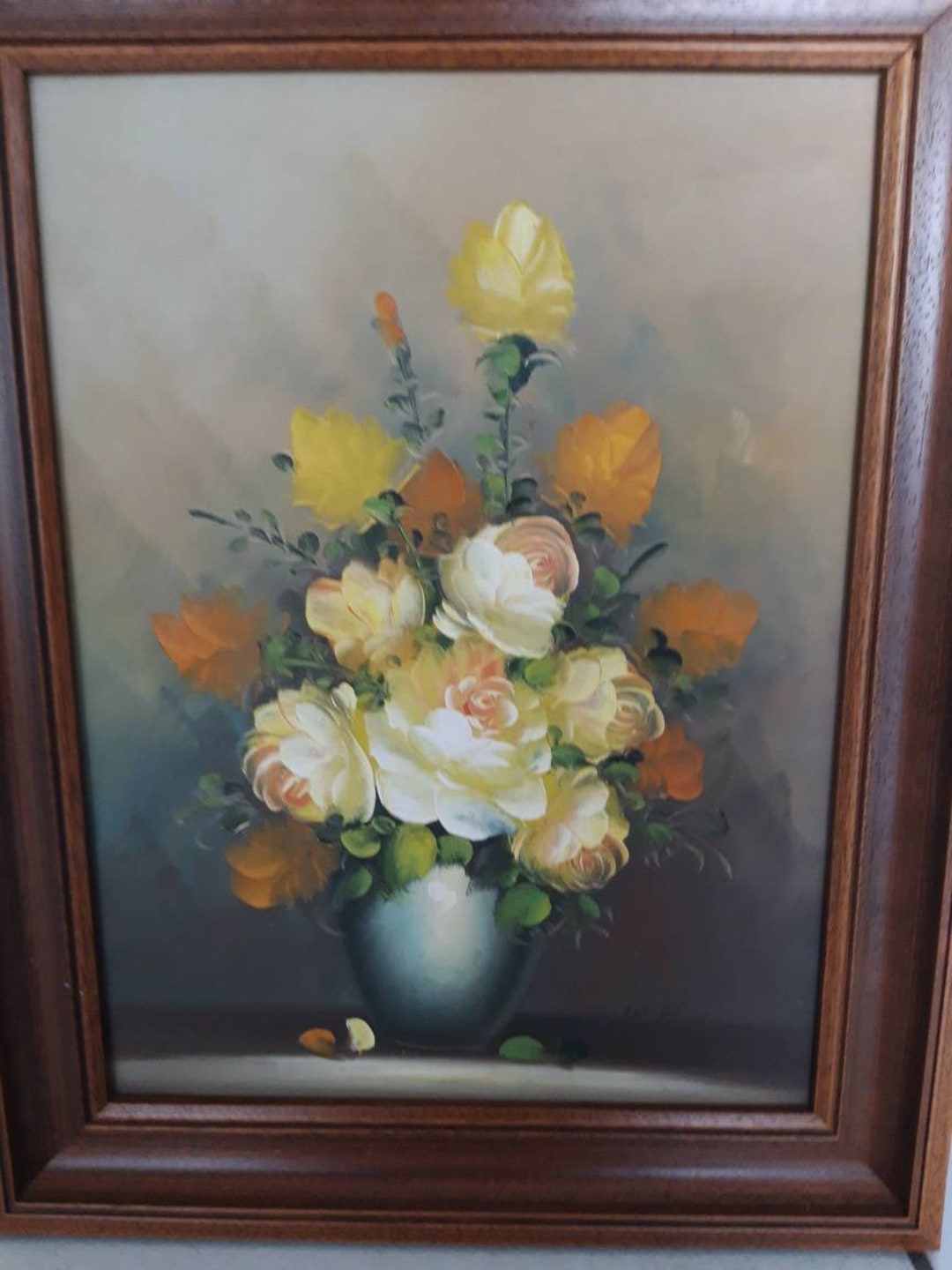 花瓶に生けた花 大判絵画フランス画家油絵