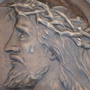 Hand carved wooden jesus face