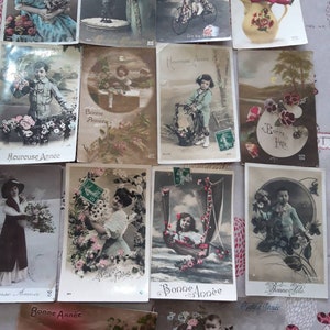Cartoline di Capodanno francese d'epoca da collezione anni ' 50 e ' 60 di 14 carte
