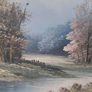 French oil painting of river in woodland