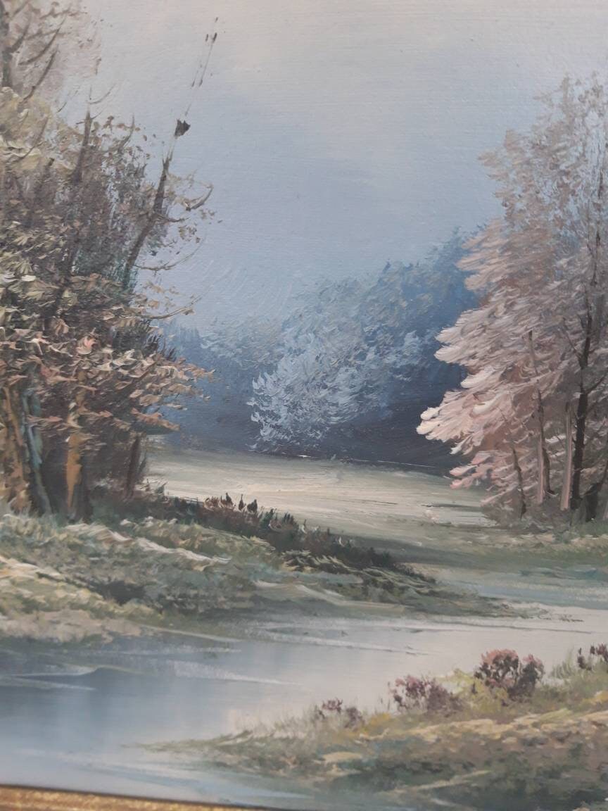 風景画 油彩画 森の中の川を描いた油絵です 森の中の川を描いたフランスの油絵 - Etsy 日本