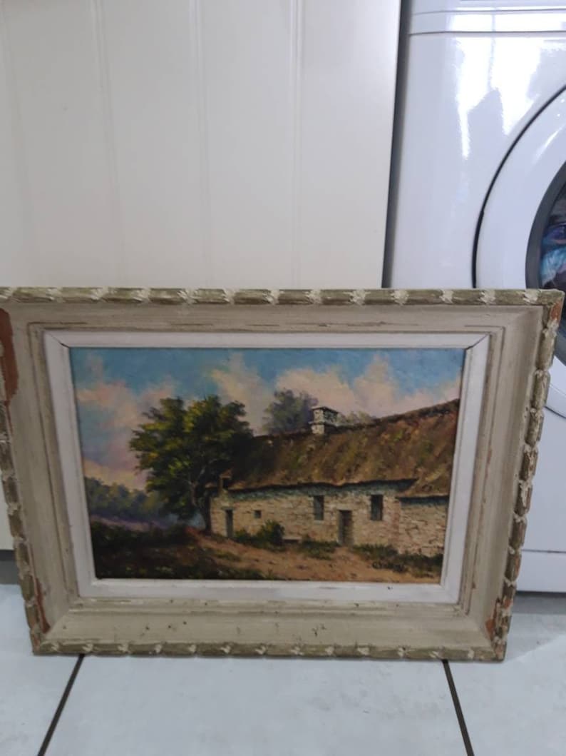 French Oil Painting of Cottages Etsy