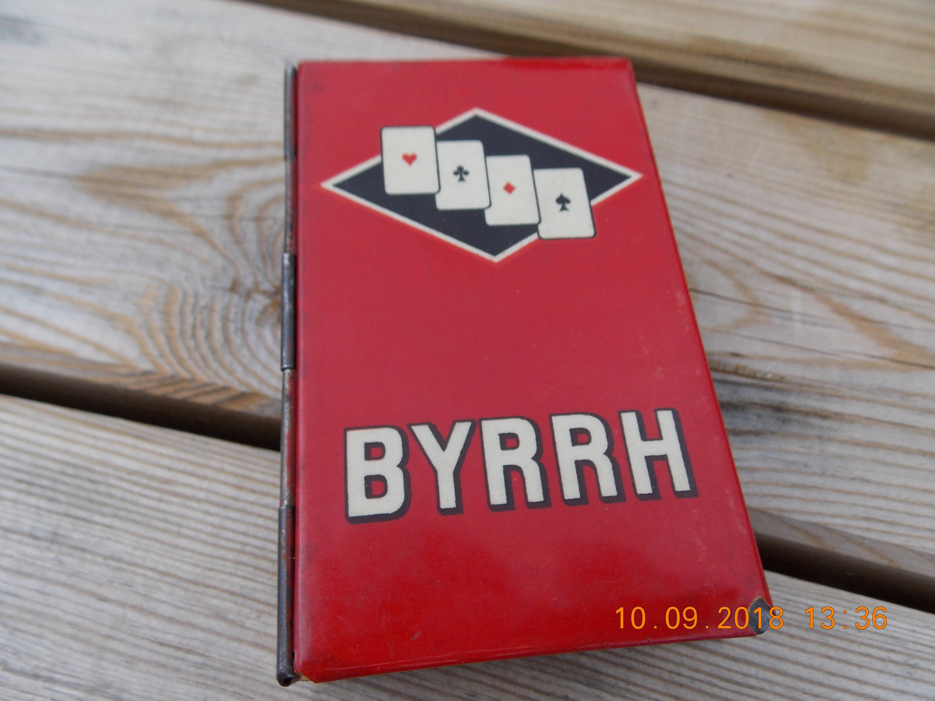 Vintage Promotional Playing Card Metal Tin Par Français Aperitif Drinks Company Byrrh, Retro Adverti