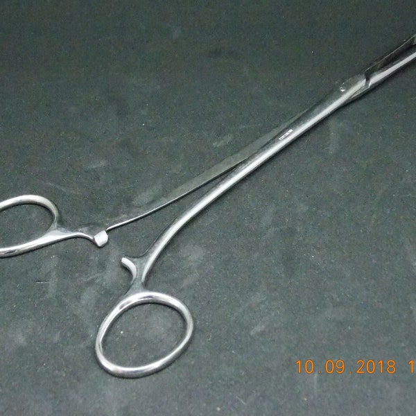 Vintage medical equipment , Scientific , Operation tools , surgical equipment antique medical long reach paddle nose grip forceps