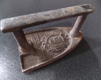 French Vintage Cast Iron  Flat Iron,  Sad Iron, Smoothing Iron, Collectible Weight Paper Book End