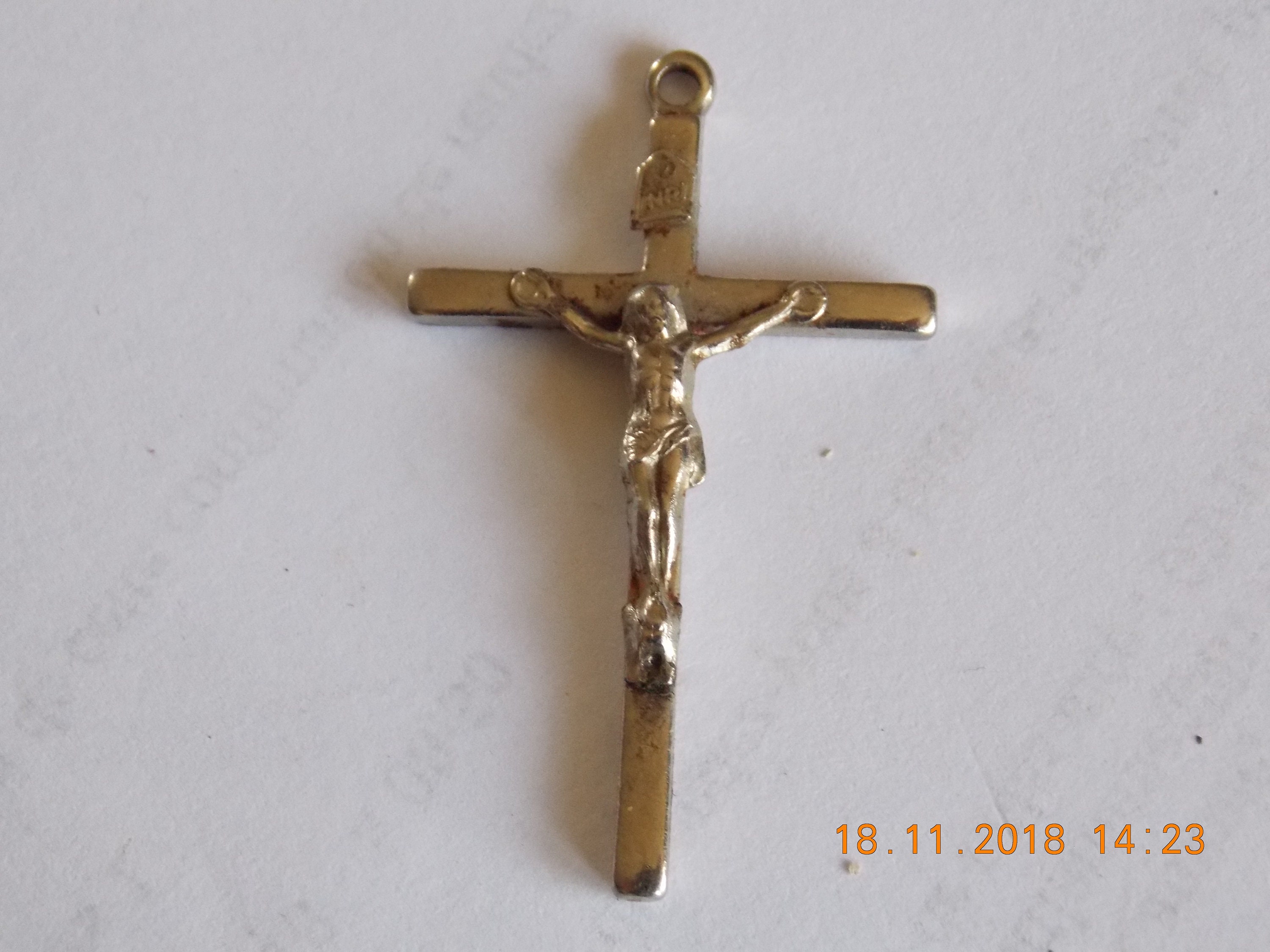 Vintage Français Pendent Cross Crucifix Religieux Jésus Christian Silver Croix