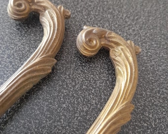 Pair of vintage French brass curtain hooks