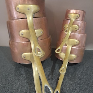 Vintage französische Kupfertöpfe Kupfertöpfe und Pfannenset 7tlg