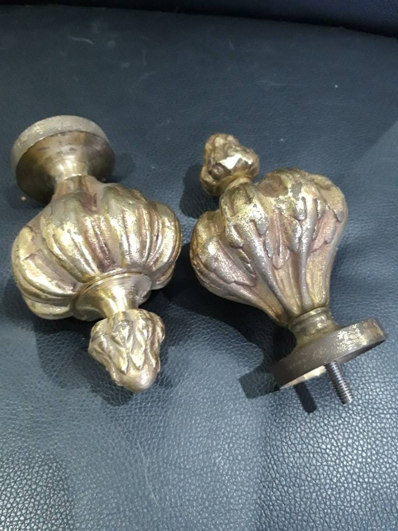 Antique French Brass Knobs Curtain Pole Ends Ties or Hooks Etsy