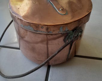 Olla francesa antigua de cobre Daubiere Bouilloire