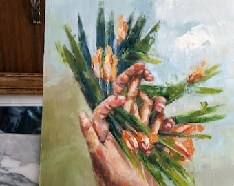 Oil painting on board 'Lovers'
