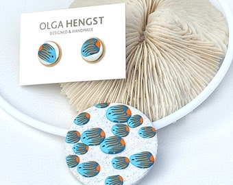 Tropical Fish Polymer Clay Necklace and Earrings Set: Handmade Wearable Art