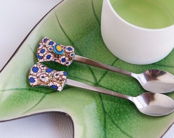 Klimt Style Teaspoons (Set of 2) Polymer Clay Art Design