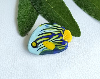 Handmade Polymer Clay Tropical Fish Brooch: Unique Colorful Jewelry