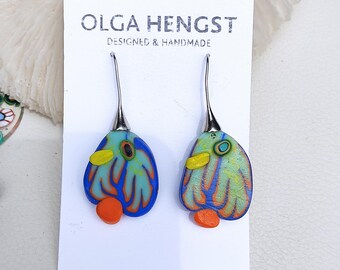 Handmade Fish Earrings • Nautical Jewelry • Polymer Clay with Sterling Hooks • Ocean Wedding or Beach Gift