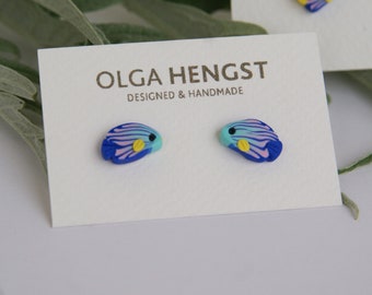 Handmade Tropical Fish Stud Earrings: Polymer Clay Jewelry