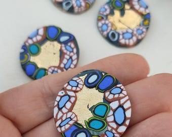 Handmade Polymer Clay Clip-On Earrings | Gold Foil Mosaic | No Piercing Needed | Lightweight Artistic Jewelry Gift