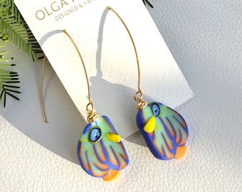 Handmade Polymer Clay Fish Earrings – Nickel-Free Steel Hook, Tropical Jewelry